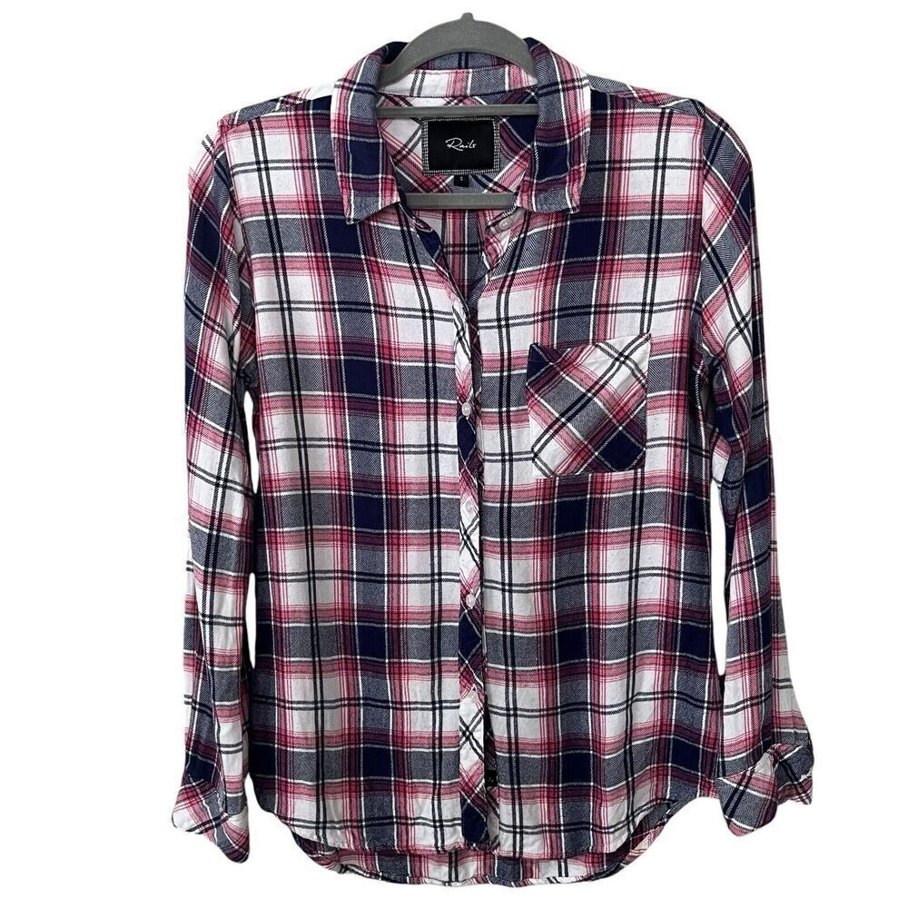 Rails Women’s Size S Hunter Flannel Shirt 100% Cotton Soft Rogue Navy Plaid - Picture 4 of 10